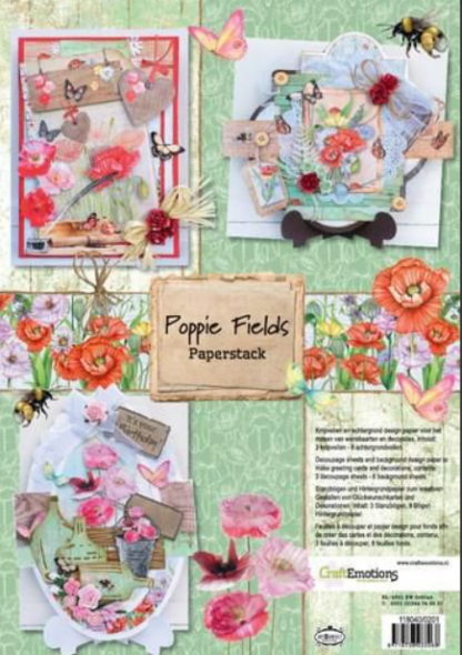 CraftEmotions Paper stack Poppie fields 11 sheets A4