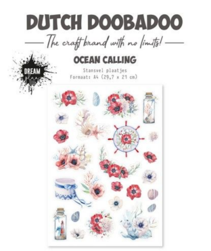 Dutch Doobadoo Die Cut Sheet A4 Ocean calling röd